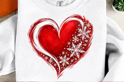 Red Christmas Heart PNG | Snowflake Winter Love Sublimation Product Image 2