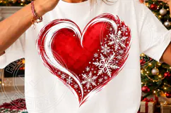 Red Christmas Heart PNG | Snowflake Winter Love Sublimation Product Image 3