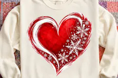 Red Christmas Heart PNG | Snowflake Winter Love Sublimation Product Image 4