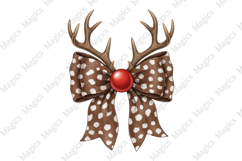 Red Christmas Reindeer Bow Png Product Image 1