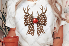 Red Christmas Reindeer Bow Png Product Image 2