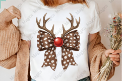 Red Christmas Reindeer Bow Png Product Image 3