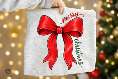 Red Christmas Ribbon Bow PNG,Festive Holiday PNG Product Image 1