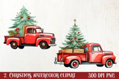 Red Christmas Truck Sublimation Clipart, Christmas PNG Product Image 1