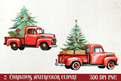 Red Christmas Truck Sublimation Clipart, Christmas PNG Product Image 1