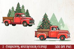 Red Christmas Truck Sublimation Clipart, Christmas PNG Product Image 1