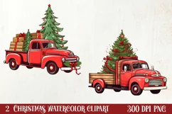 Red Christmas Truck Sublimation Clipart, Christmas PNG Product Image 1