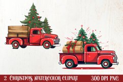 Red Christmas Truck Sublimation Clipart, Christmas PNG Product Image 1