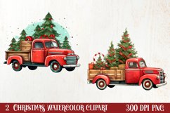 Red Christmas Truck Sublimation Clipart, Christmas PNG Product Image 1
