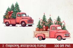 Red Christmas Truck Sublimation Clipart, Christmas PNG Product Image 1