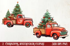 Red Christmas Truck Sublimation Clipart, Christmas PNG Product Image 1