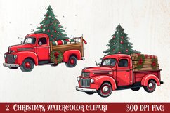 Red Christmas Truck Sublimation Clipart, Christmas PNG Product Image 1
