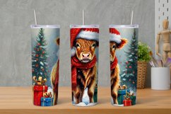 Highland Cow Christmas Tumbler Wrap, 20oz Skinny Tumbler Product Image 1