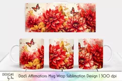 Red Flowers Mug Wrap Sublimation | Dahlia Flowers Mug Print Product Image 1