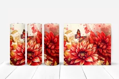 3d Red Dahlia Flower Tumbler Wrap Sublimation Product Image 2