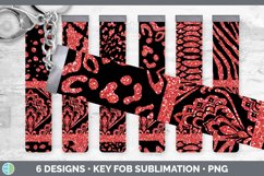 Bundle of six Red Damask key fob sublimation designs.