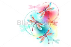 Red dragonflies on watercolor Product Image 1