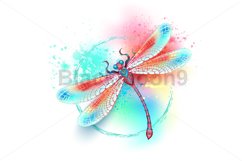 Red dragonfly on watercolor background Product Image 1
