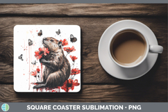GorgeousRed Drips Square Coaster design.