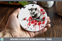GorgeousRed Drips Round Coaster design.