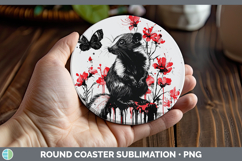 GorgeousRed Drips Round Coaster design.