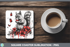 GorgeousRed Drips Square Coaster design.