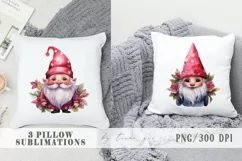 Cute watercolor Christmas gnome pillow sublimations- 3 png Product Image 1