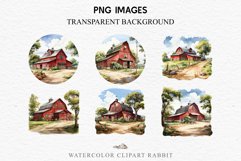 Red Farm Barn Landscape Field House Watercolor Clipart PNG  Transparent Print for invitation t-shirt designs sublimation kids printable digital