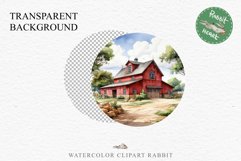 Red Farm Barn Landscape Field House Watercolor Clipart PNG  Transparent Print for invitation t-shirt designs sublimation kids printable digital