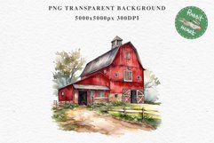 red Farm Barn Landscape House Field House Watercolor Clipart PNG  Transparent Print for invitation t-shirt designs sublimation kids printable digital watercolor red white old farm barn house png, landscape clipart, life jpeg sublimation clip art
