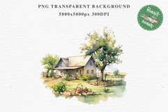 red Farm Barn Landscape House Field House Watercolor Clipart PNG  Transparent Print for invitation t-shirt designs sublimation kids printable digital watercolor red white old farm barn house png, landscape clipart, life jpeg sublimation clip art