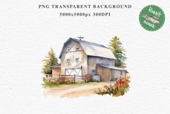 red Farm Barn Landscape House Field House Watercolor Clipart PNG  Transparent Print for invitation t-shirt designs sublimation kids printable digital watercolor red white old farm barn house png, landscape clipart, life jpeg sublimation clip art