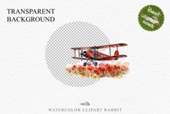 Red Farm Biplane Watercolor Clipart PNG Scrapbooking Nursery Transparent Print for invitation t-shirt designs sublimation kids printable digital