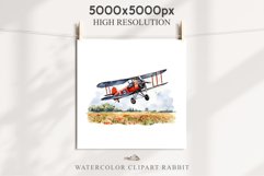 Red Farm Biplane Watercolor Clipart PNG Scrapbooking Nursery Transparent Print for invitation t-shirt designs sublimation kids printable digital
