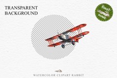 Red Farm Biplane Watercolor Clipart PNG Scrapbooking Nursery Transparent Print for invitation t-shirt designs sublimation kids printable digital