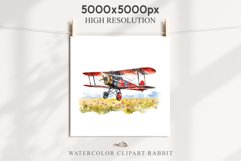 Red Farm Biplane Watercolor Clipart PNG Scrapbooking Nursery Transparent Print for invitation t-shirt designs sublimation kids printable digital