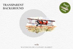 Red Farm Biplane Watercolor Clipart PNG Scrapbooking Nursery Transparent Print for invitation t-shirt designs sublimation kids printable digital