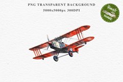 Red Farm Biplane Watercolor Clipart PNG Scrapbooking Nursery Transparent Print for invitation t-shirt designs sublimation kids printable digital