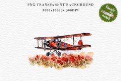 Red Farm Biplane Watercolor Clipart PNG Scrapbooking Nursery Transparent Print for invitation t-shirt designs sublimation kids printable digital