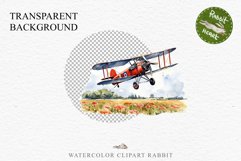 Red Farm Biplane Watercolor Clipart PNG Scrapbooking Nursery Transparent Print for invitation t-shirt designs sublimation kids printable digital