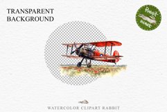 Red Farm Biplane Watercolor Clipart PNG Scrapbooking Nursery Transparent Print for invitation t-shirt designs sublimation kids printable digital