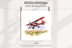 Red Farm Biplane Watercolor Clipart PNG Scrapbooking Nursery Transparent Print for invitation t-shirt designs sublimation kids printable digital