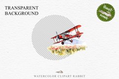 Red Farm Biplane Watercolor Clipart PNG Scrapbooking Nursery Transparent Print for invitation t-shirt designs sublimation kids printable digital