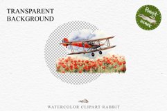 Red Farm Biplane Watercolor Clipart PNG Scrapbooking Nursery Transparent Print for invitation t-shirt designs sublimation kids printable digital