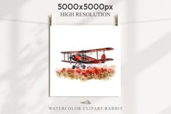 Red Farm Biplane Watercolor Clipart PNG Scrapbooking Nursery Transparent Print for invitation t-shirt designs sublimation kids printable digital