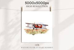 Red Farm Biplane Watercolor Clipart PNG Scrapbooking Nursery Transparent Print for invitation t-shirt designs sublimation kids printable digital