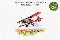 Red Farm Biplane Watercolor Clipart PNG Scrapbooking Nursery Transparent Print for invitation t-shirt designs sublimation kids printable digital