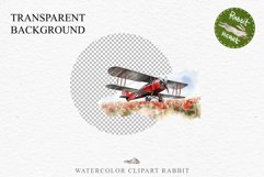 Red Farm Biplane Watercolor Clipart PNG Scrapbooking Nursery Transparent Print for invitation t-shirt designs sublimation kids printable digital