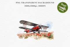 Red Farm Biplane Watercolor Clipart PNG Scrapbooking Nursery Transparent Print for invitation t-shirt designs sublimation kids printable digital