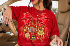 Red Firefighter Bow PNG with Fire Truck Charms Product Image 3